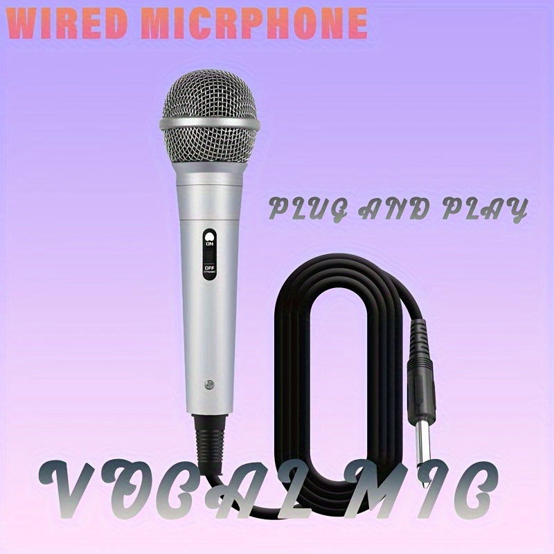 Wired dynamic microphone for karaoke, singing, and instruments with high-quality audio and versatile use.