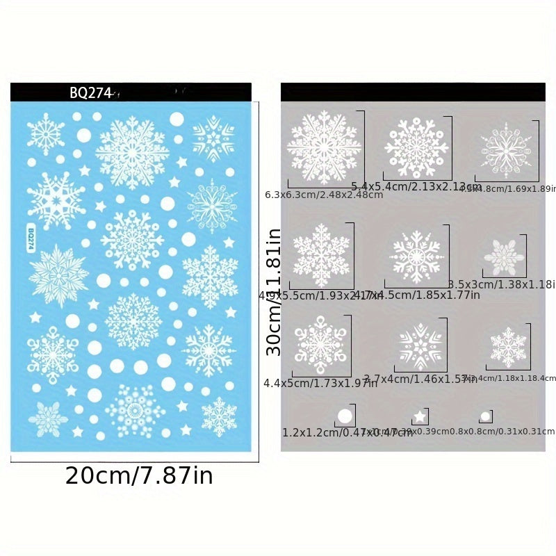 Beautiful Bohemian Style Double-Sided Christmas Decals for Home & Party Winter Holiday Decor - Reusable Snowflake Window Clings