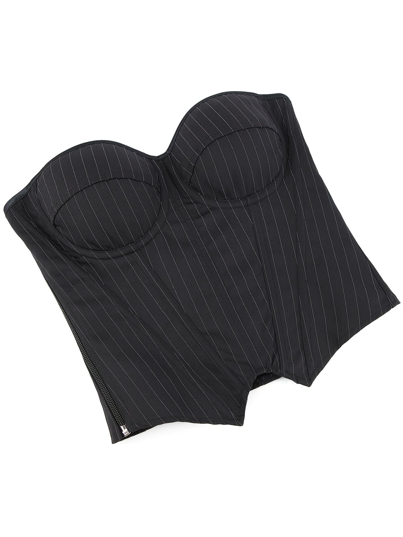 Sophisticated Striped Corset Top for Women with Built-in Bra Cups, Hand Washable.