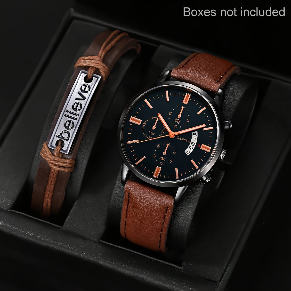 1 Men's Simple Round Pointer Quartz Watch & 1 Bracelet