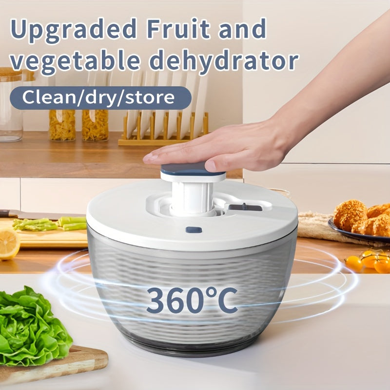 Essential Kitchen Tool: 6L Manual Salad Spinner & Vegetable Dryer - Multi-Functional Gadget for Quick Drying of Lettuce, Fruits, and More.