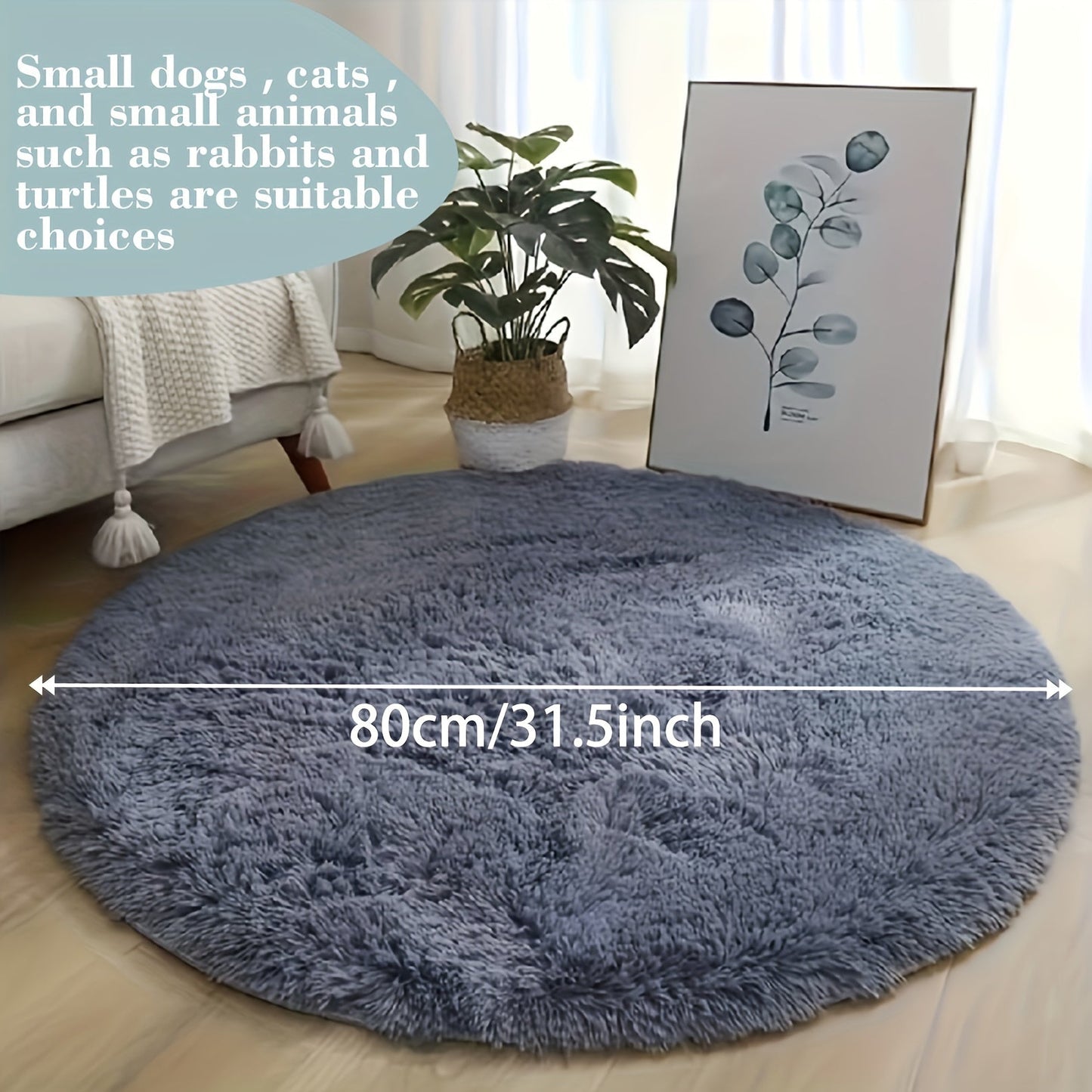 Soft Plush Pet Carpet - Circular, Spacious Rug for Dogs & Cats | Luxurious & Cozy | Water-resistant for Stylish Living Room & Bedroom | 31.5" x 31.5" / 47.2" x 119.89