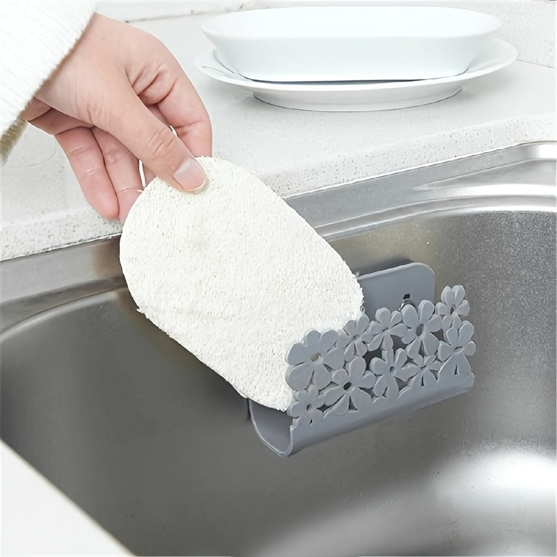 Wall Mounted Multi-Function Plastic Soap and Sponge Holder with Suction Cup for Kitchen and Bathroom - No-Drill Storage Rack for Dishcloth, Sponge, and Soap