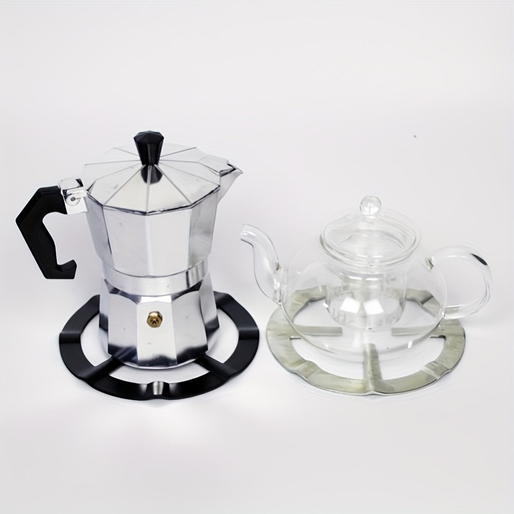 1/2pcs Set Stainless Steel Espresso Maker with Black Handle and Gas Stove Compatible Heating Base