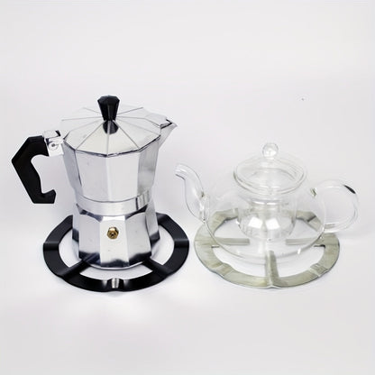 1/2pcs Set Stainless Steel Espresso Maker with Black Handle and Gas Stove Compatible Heating Base