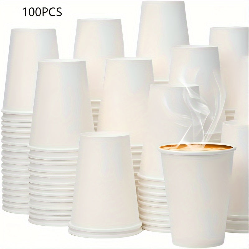 Disposable paper cups in packs of 50, 100, 200, or 500. Each cup has a 200ml capacity and is versatile for both hot and cold beverages. The uncoated white cups are perfect for parties, cafes, and business use. Please hand wash only. - YiYan1