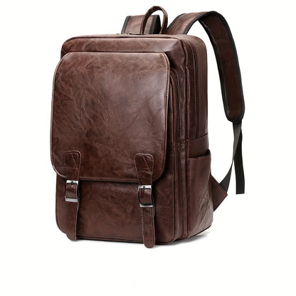 New men's backpack with genuine texture, large capacity, Korean style, suitable for business trips, computer bag, travel, and student use. This vintage-style backpack is trendy, versatile