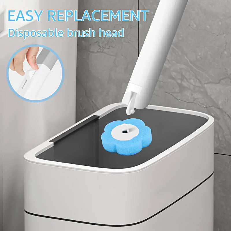 Disposable Toilet Brush Refill Pads in Packs of 6, 12, 18, 24, or 30 - Equipped with a Medium Firmness Plastic Handle for Easy Access - No Electricity Required, Portable Design - Ideal for Home, Dorms, and Apartments - Effortlessly Cleans Toilets, Glass