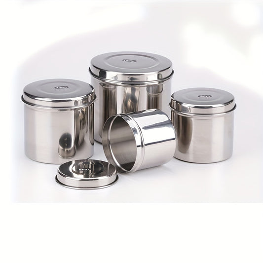 Alcohol disinfection jar for dressing and ointment treatment, made of stainless steel, with lid.