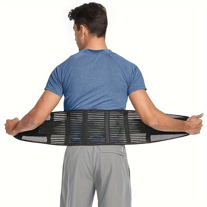 New breathable mesh waist support with steel plate reinforcement for sports and fitness, suitable for weightlifting and adjustable for squats.