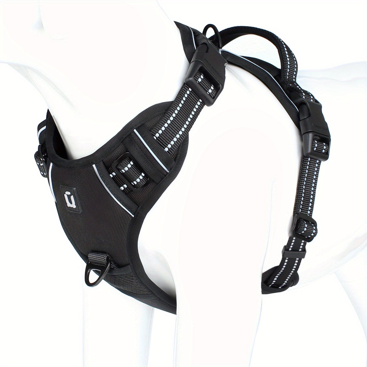 Reflective no-pull dog harness with handle for easy walking and training