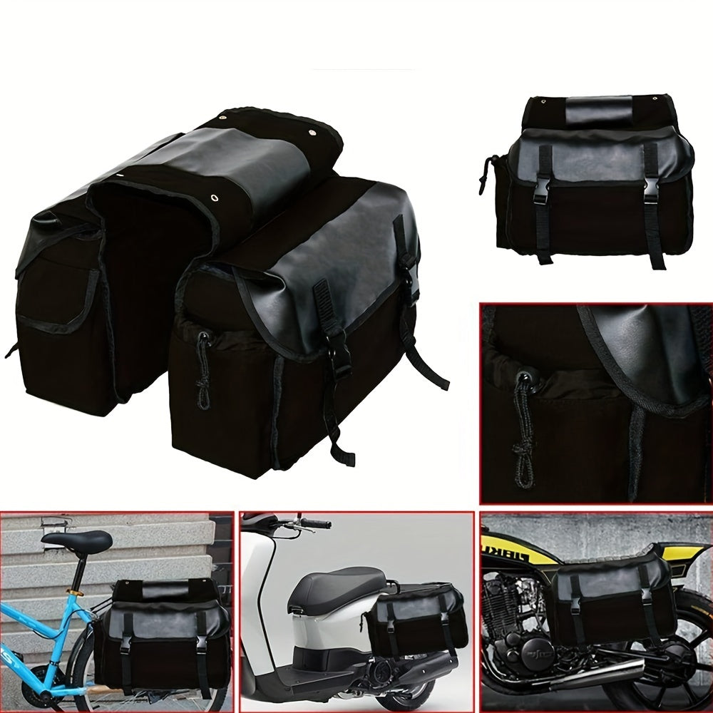 Universal large capacity canvas saddle bag for motorcycles, suitable for various bike brands.