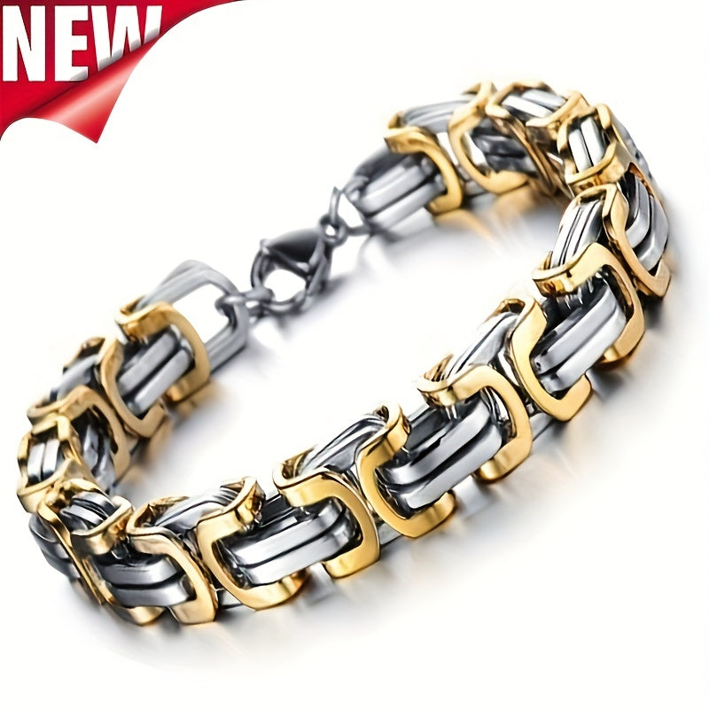 1 piece of classic fashion stainless steel men's chain bracelet hip hop jewelry with a length of 21cm.