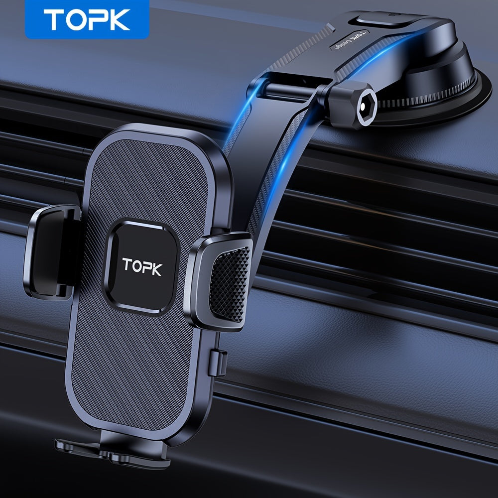 TopK D38-C Car Phone Holder Mount, Upgraded Adjustable Cell Phone Holder for Car Dashboard Compatible with All Phones