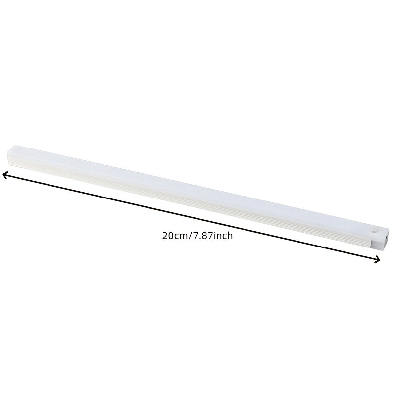 Wireless, rechargeable LED cabinet light with magnetic suction for staircases and hallways.