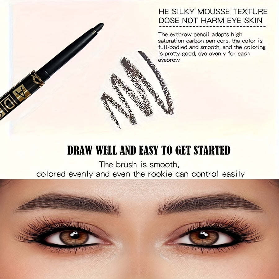 3 black waterproof eyeliner pencils with easy twist application, sweatproof and smudge-proof for flawless eye makeup.