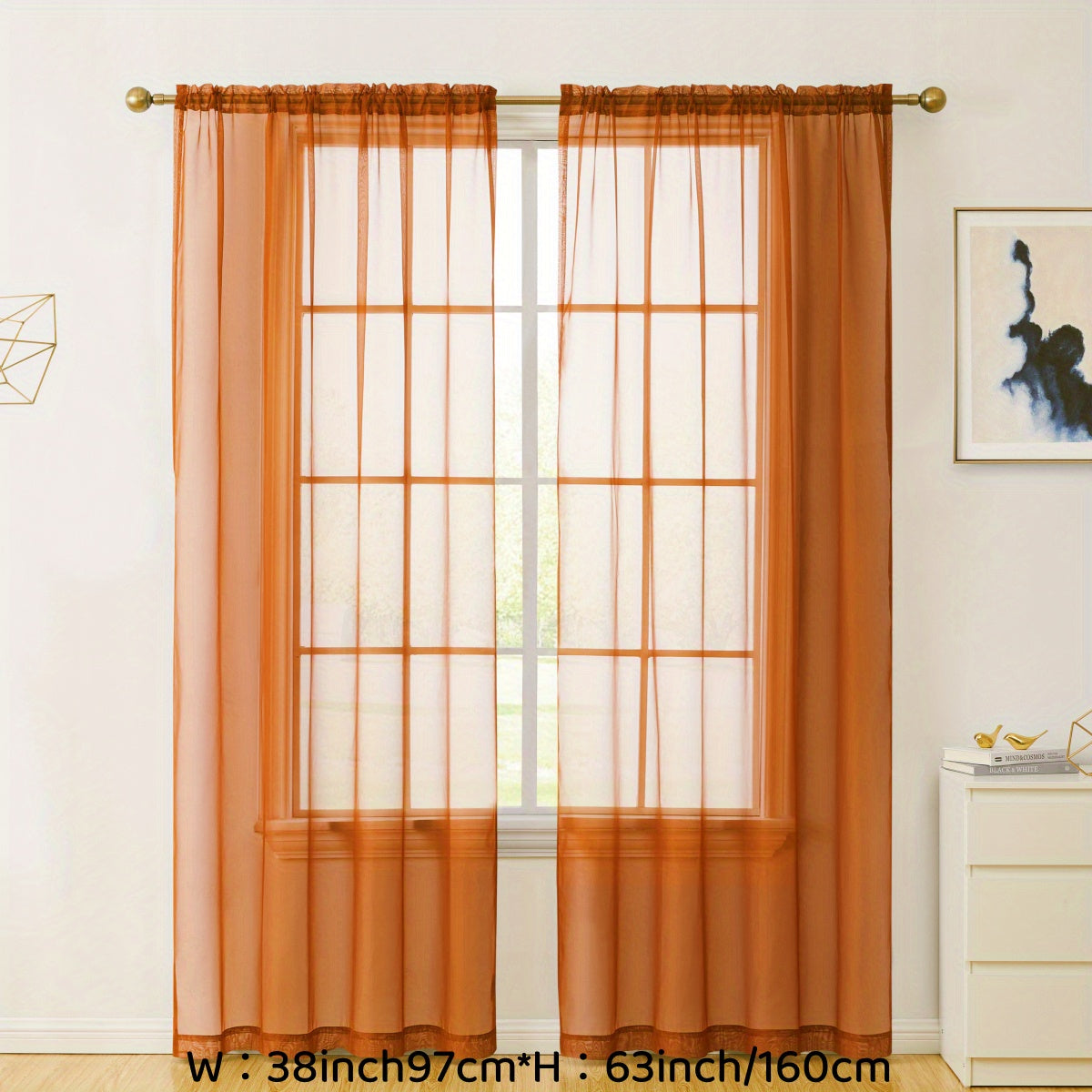 Enhance your decor with these elegant sheer voile curtain panels. Made of semi-transparent polyester, they feature a rod pocket design for easy hanging in your kitchen, bedroom, or living room. Create a romantic ambiance with these beautiful curtains.