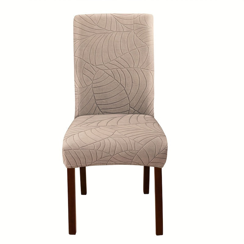 2/4pcs Leaf Jacquard Chair Covers, suitable for various chair sizes. Easy to install, non-slip, and provides protection for chairs in living rooms and kitchens.