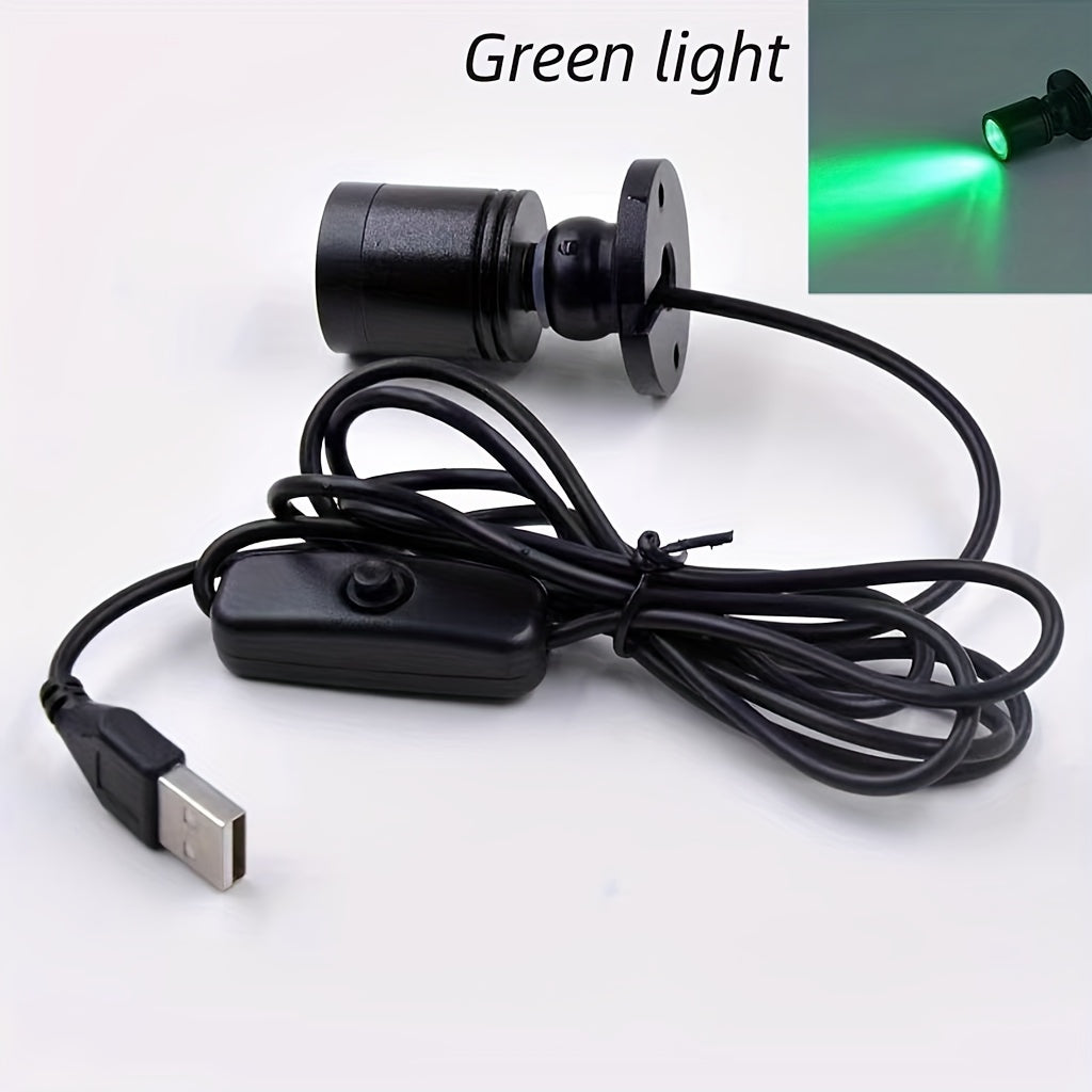 USB-Powered Mini LED Spotlight with 146.3cm Cable for various uses, in Cold White, Warm White, Green, Red, Blue, Yellow.