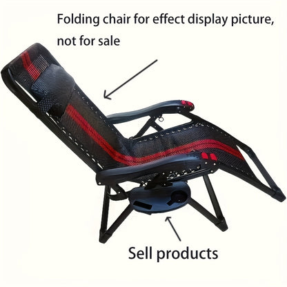 Black Sturdy Folding Chair Side Table Attachment with Plastic Tray for Drinks and Snacks, No Electricity Required