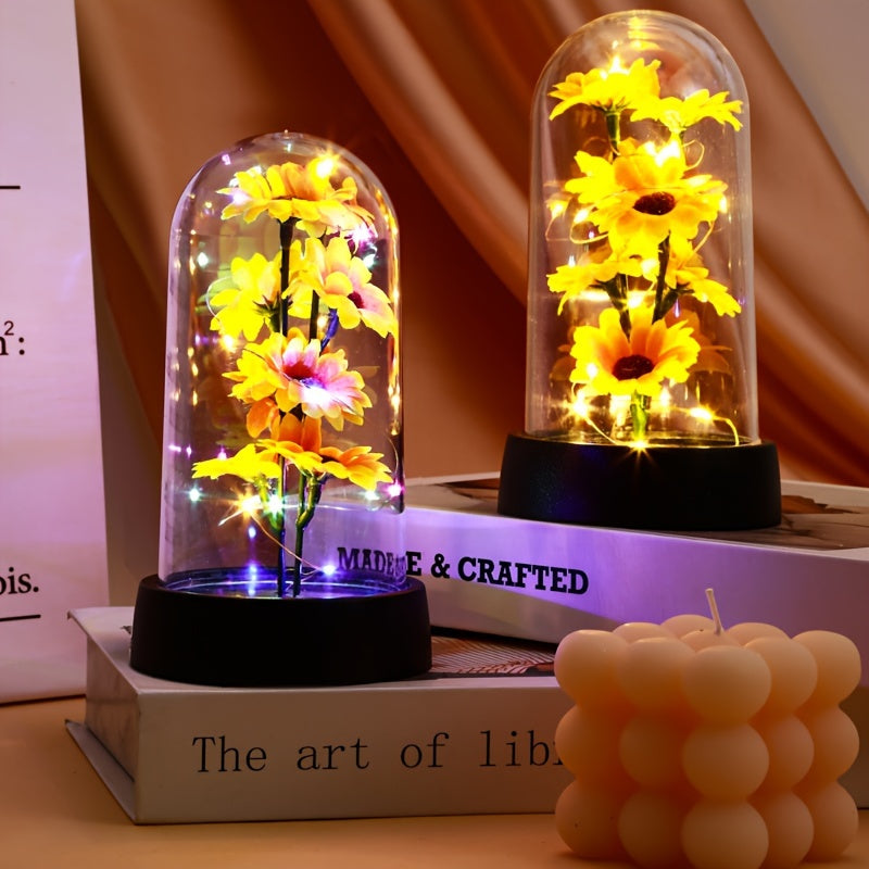 Simulated sunflower night light, perfect for special occasions and home decoration.