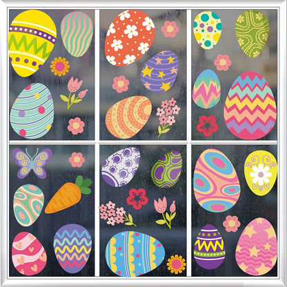 Easter Egg Window Clings - Includes 9 Sheets, Battery-Free, Easy to Apply, Ideal for Easter Party Decor & Supplies