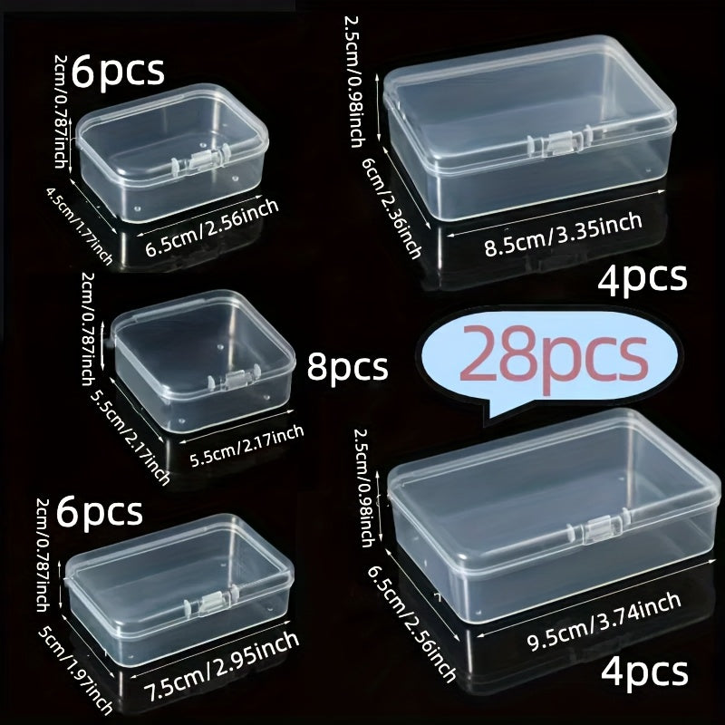 Clear plastic storage containers set with lids - ideal for organizing beads, game pieces, business cards, crafts, and canisters.