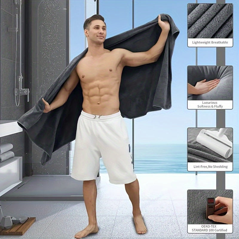 1 Microfiber Bath Towel, 70x140 cm, Super absorbent & soft with geometric pattern in modern space theme. Knit fabric, 400gsm, machine washable. Ideal for body wrapping, swimming, beauty salons, and wash cloths.