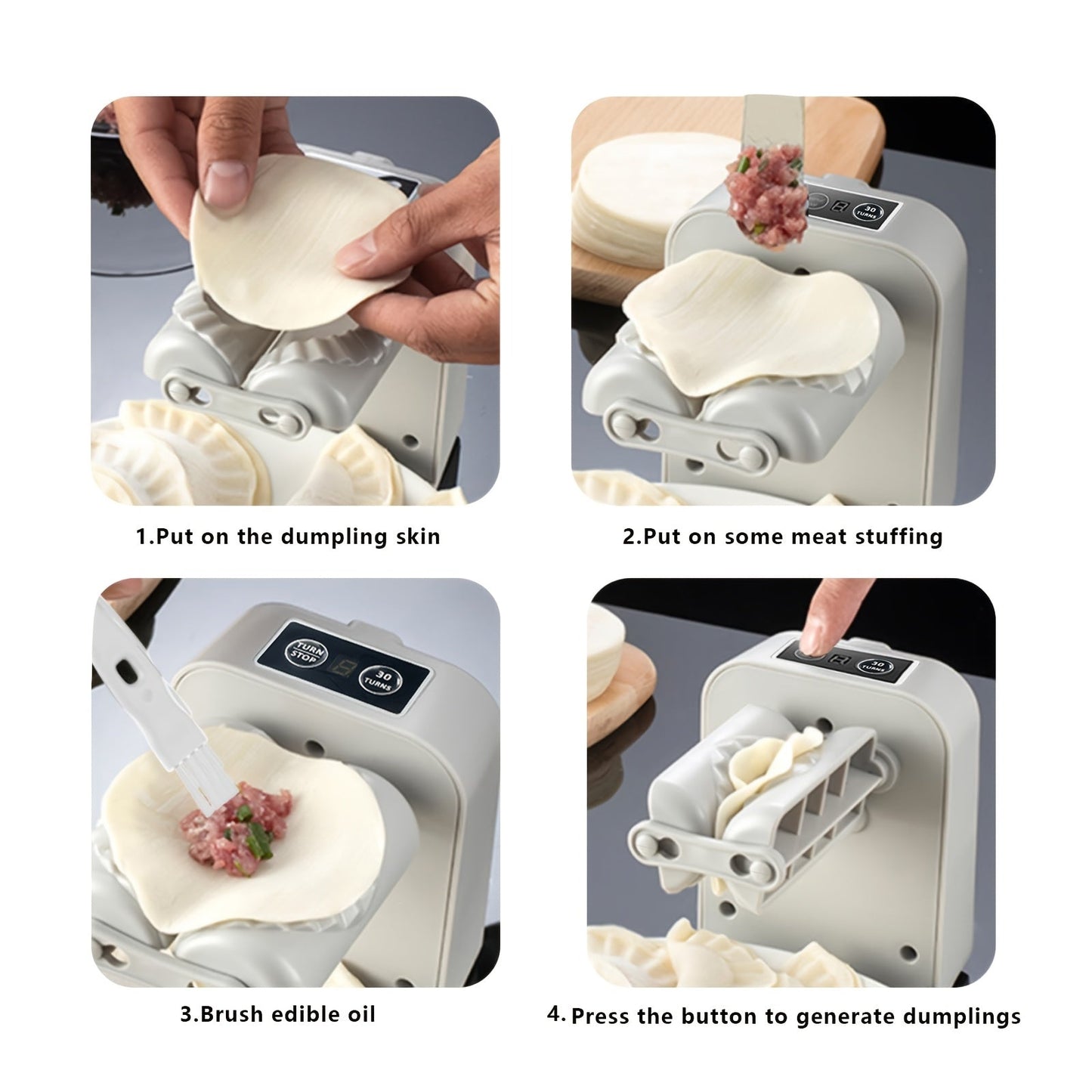 Introducing the latest innovation in home cooking: a rechargeable fully automatic dumpling-making machine! With the capacity to make 1500 dumplings on a full charge, this machine is perfect for any kitchen. It's an ideal gift for New Year, holidays