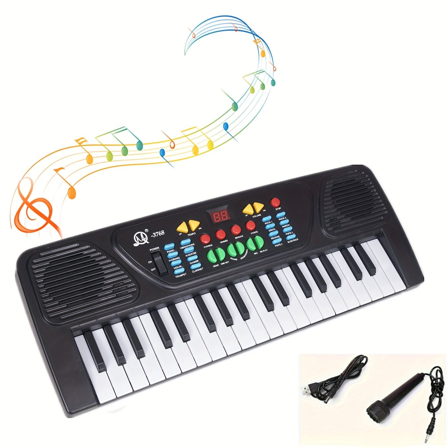 The perfect musical gift for teens - a portable 37 key electronic piano keyboard designed for beginners. Complete with a microphone, this educational music toy is ideal for Halloween, Christmas, birthdays, and beyond.