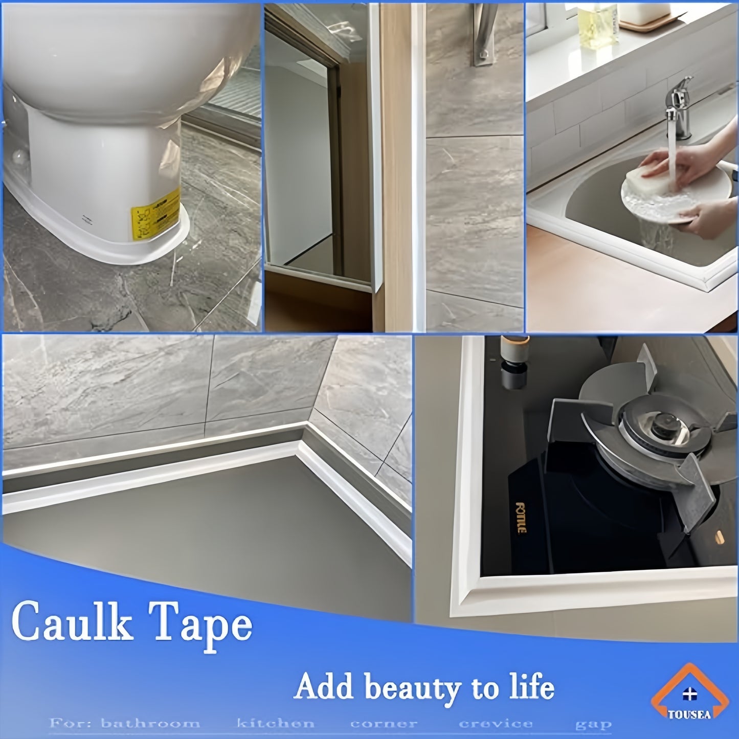 Waterproof self-adhesive bathroom toilet edge guard for protecting against urine splashes. Durable 5m strip with universal fit.