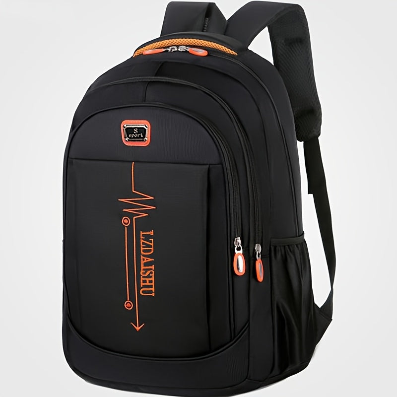 Men's casual nylon backpack, ideal for daily commute, travel, and high school, featuring a laptop compartment, drawstring closure, and school bag design.