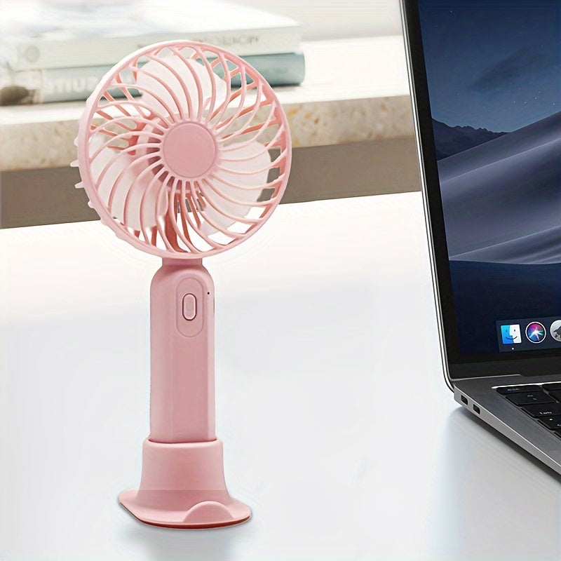 Mini USB Rechargeable Handheld Fan - The perfect portable cooling device for on-the-go use. With a height of 9.06 inches and a base diameter of 3.54 inches, this compact plastic fan is ideal for travel and outdoor activities.