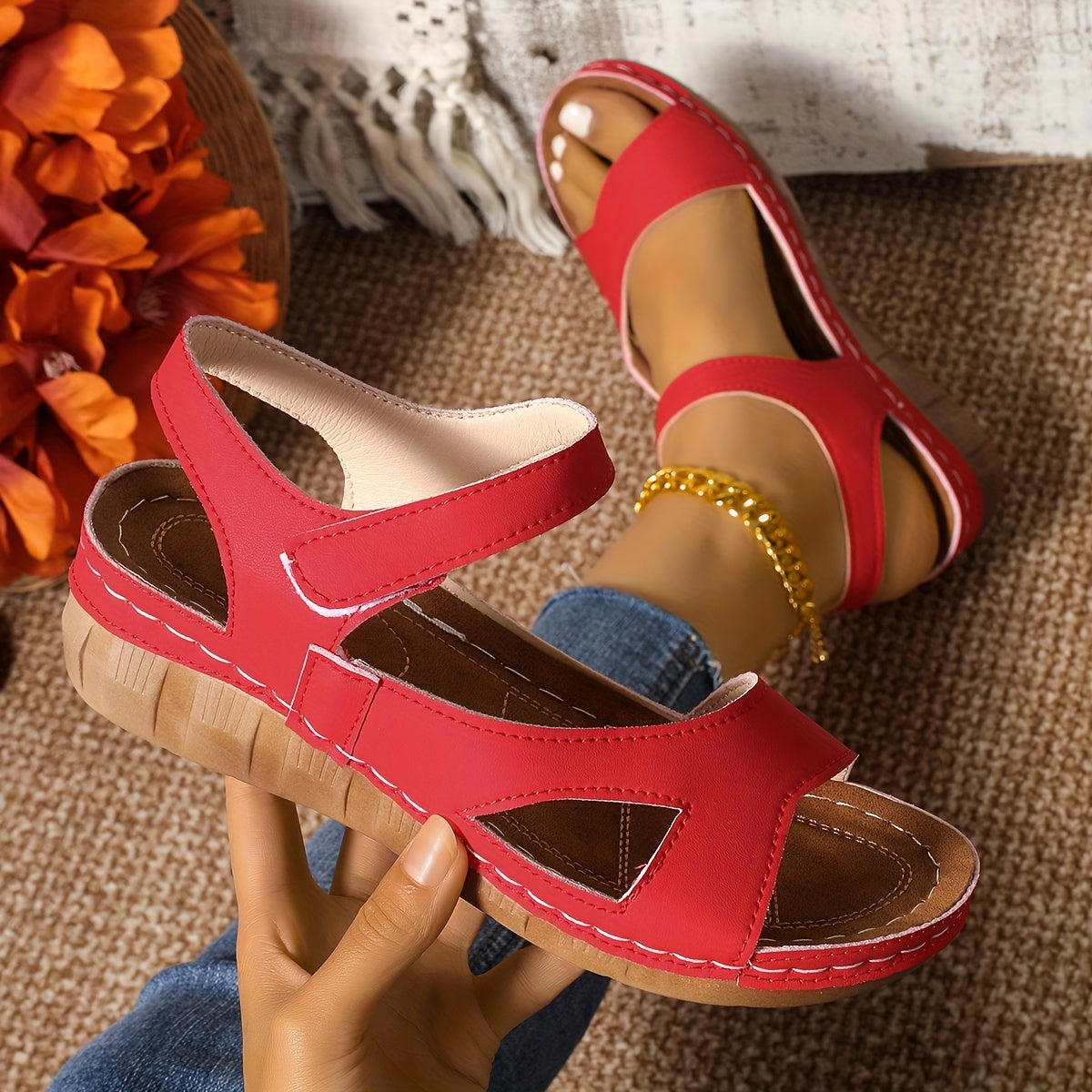 Stylish and comfortable wedge sandals for women.