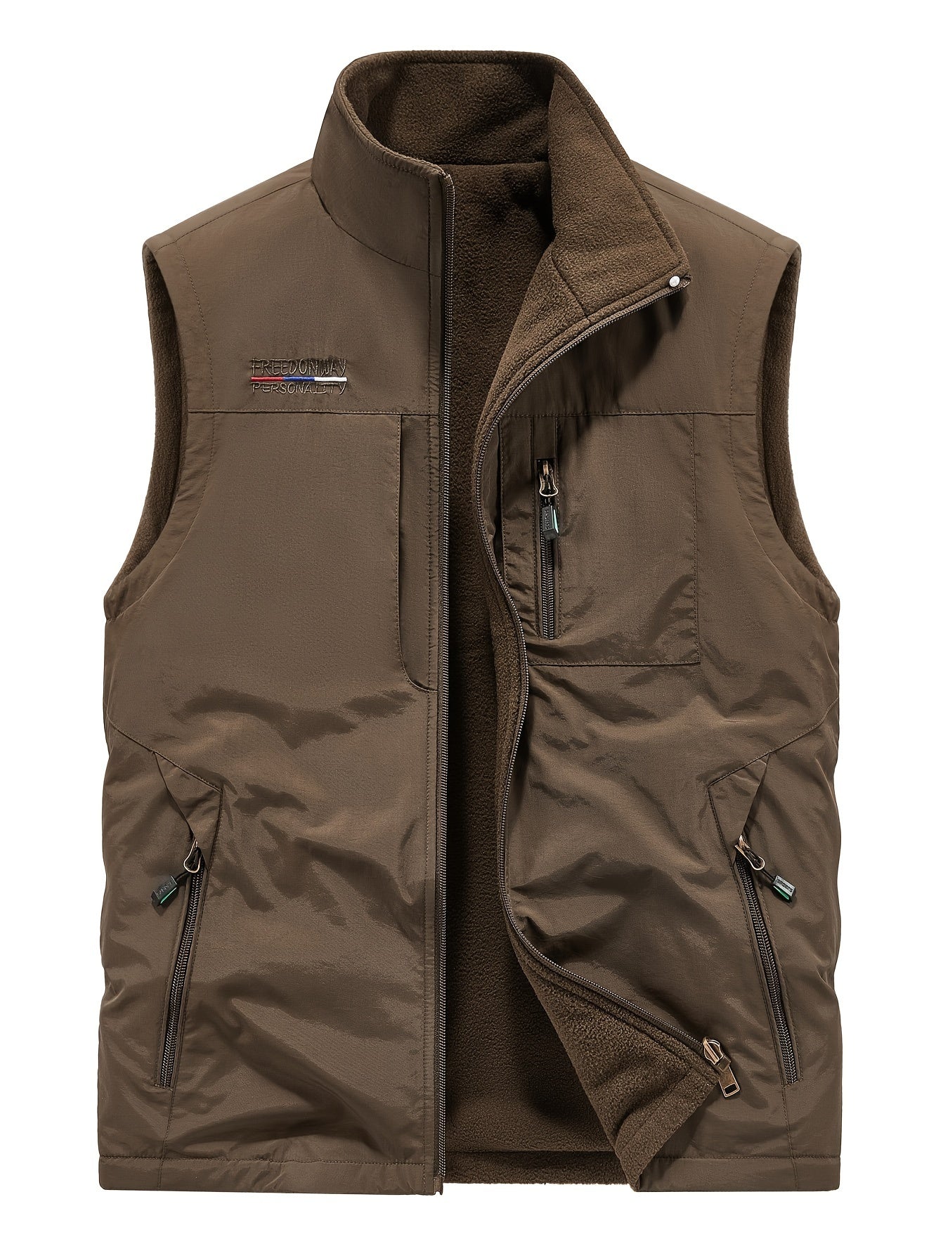 Men's Casual Zip Up Vest for Spring and Fall Outdoor Wear.