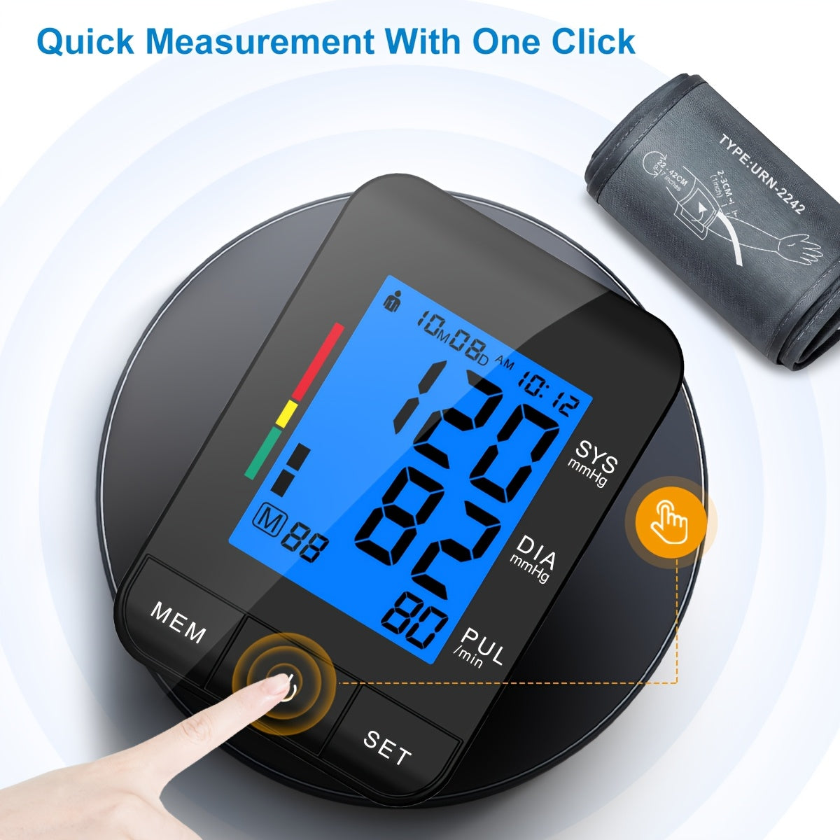 Home Blood Pressure Monitor with Oversized Dual Cuff, Large LCD Display, Fully Automated Digital Sphygmomanometer including USB Cable