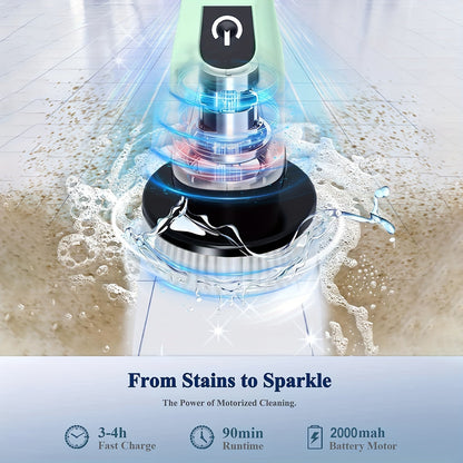 The perfect Christmas gift: Wireless Electric Rotating Scrubber Pro. With dual adjustable speeds, 7 replaceable brush heads, and an adjustable and detachable handle, this versatile tool is perfect for cleaning the shower, floor, bathroom, bathtub, and