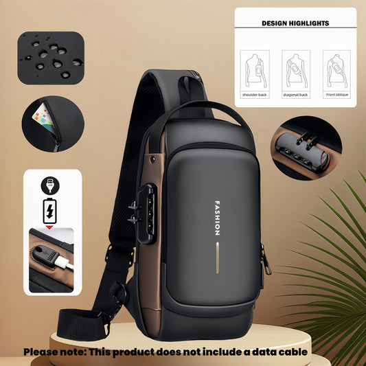 Sling Backpack with USB Port and Adjustable Strap for Hiking and Travel.