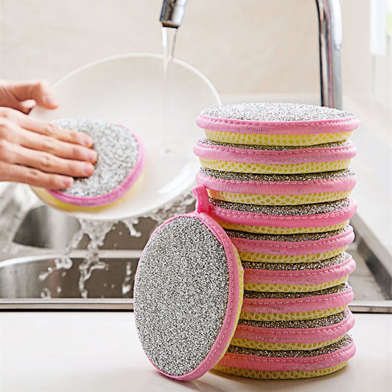 5 or 10 double-sided dishwashing sponges for household cleaning of kitchen tableware.