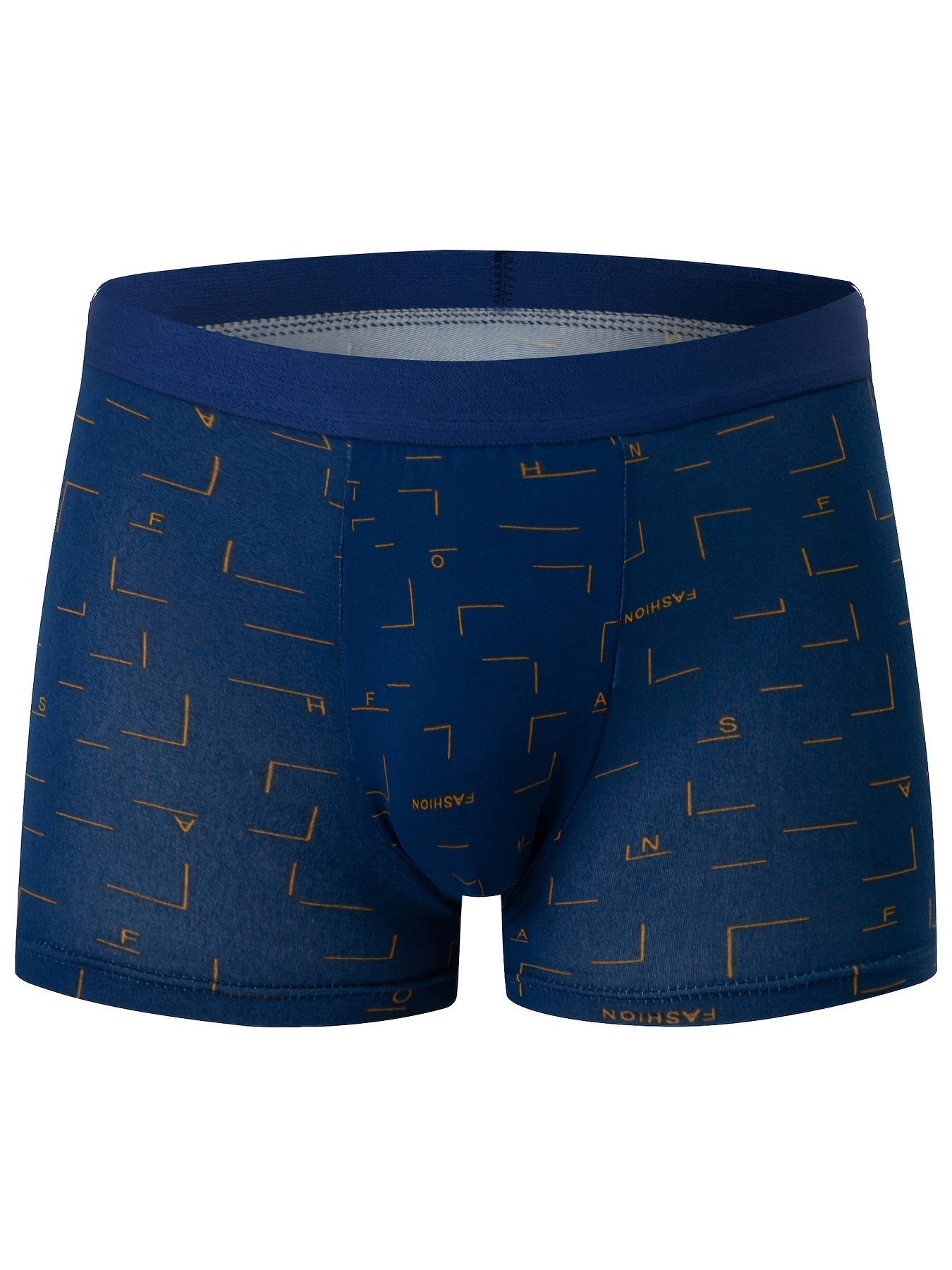 Men's polyester underwear with geometric pattern, slight stretch, knit fabric, 115g/m².