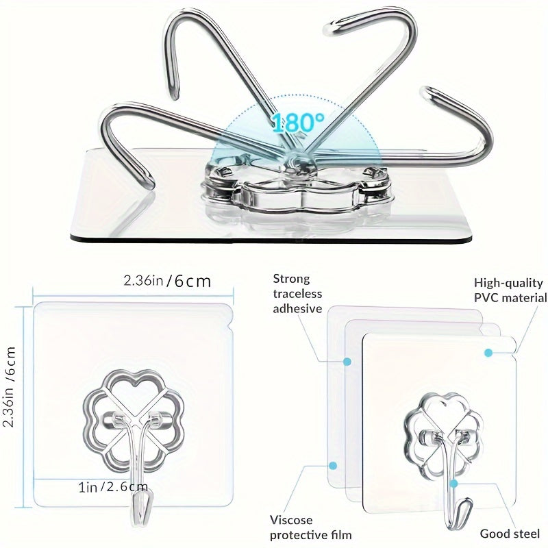 30 Transparent Plastic Wall Mount Kitchen Hooks - Heavy Duty Hooks with a Casual Style, Easy Installation, Multifunctional Design, and a Weight Capacity of 9.98 KG. Self-Adhesive with Anti-Skid Traceless Design for Secure Hanging.