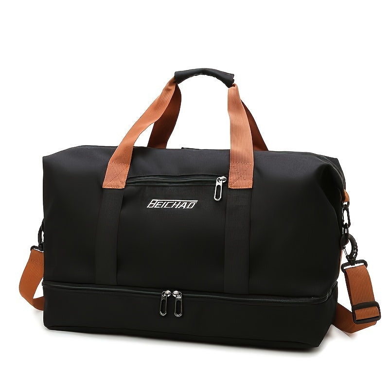 Stylish large capacity travel bag with separate compartments for wet and dry items, perfect for outings, fitness, and college.