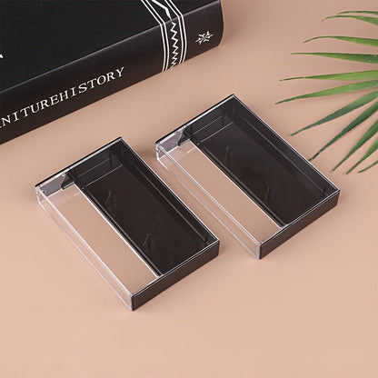 Set of 2 Premium Plastic Cassette Tape Storage Cases - Sturdy, Ready to Use - Available in Black or Transparent