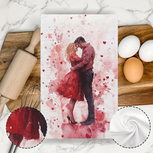 Set of 2 Valentine's Day Kitchen Towels, featuring 'You Are My Valentine' design, Ultra Soft and Highly Absorbent Dish Towels for Holiday Decor, Machine Washable, 16x24 Inch - SKU: 2KYSYS1217422