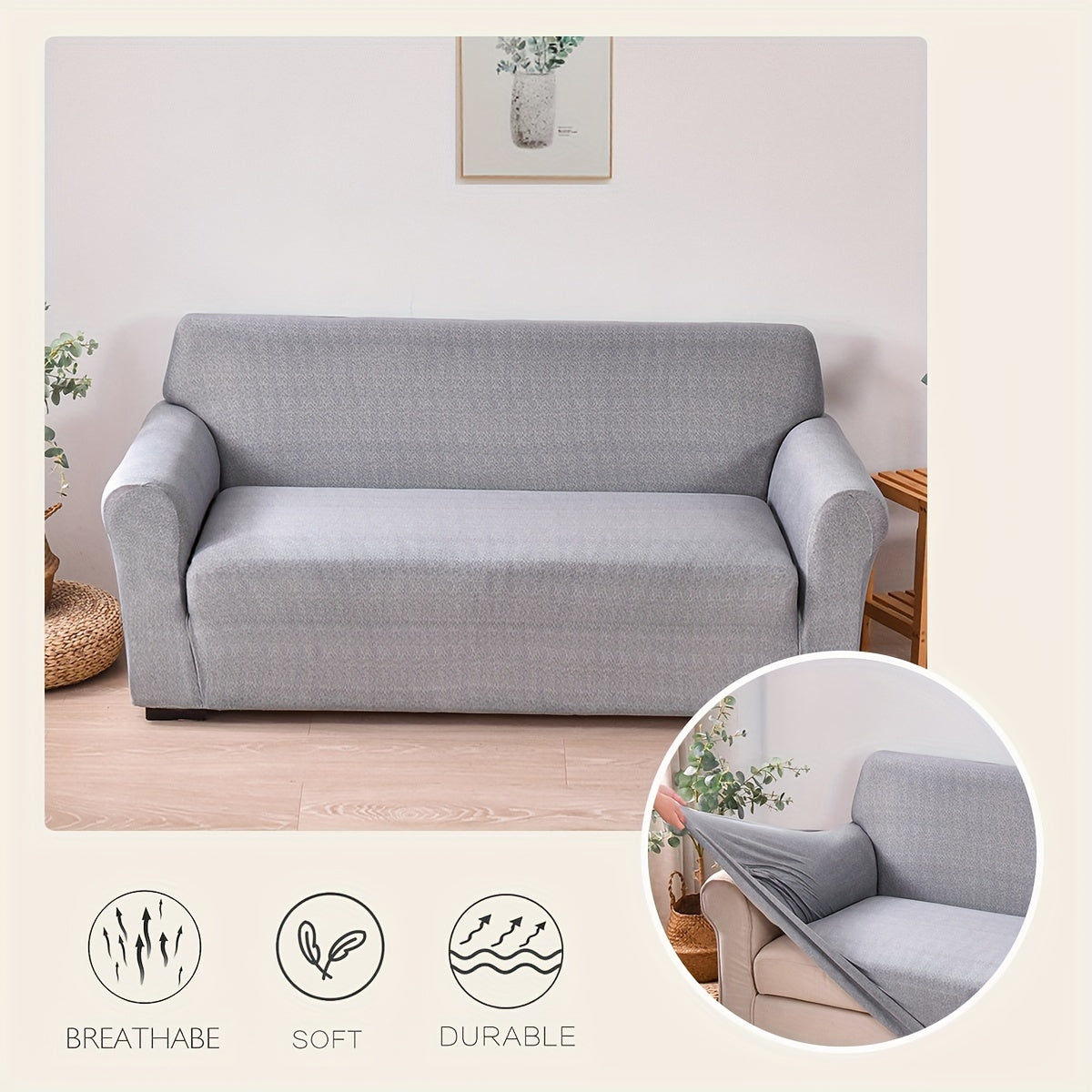 1-piece non-slip stretch sofa slipcover for universal use in bedrooms, offices, living rooms, and homes to protect furniture from dust.