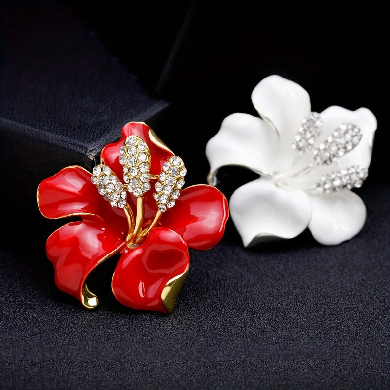 Stylish Flower Brooch Pins Made of High-Quality Alloy, Featuring a Unique Rose Design Adorned with Shimmering Rhinestones, Perfect for adding a touch of Glamour to Bridal and Wedding Attire