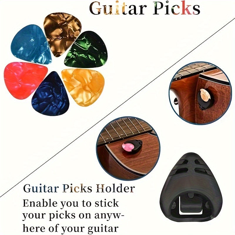 Buzz-Free Guitar Tuner Clip with Quick Release, 6 Colorful Picks & Capo – Durable Aluminum Alloy, LCD Display for Acoustic Guitar, Bass, Violin, and Ukulele