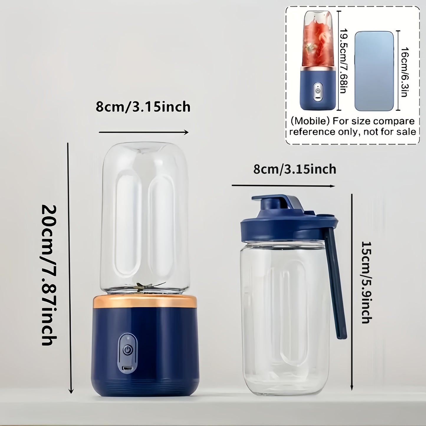 Compact and durable, the Portable Dual Cup Juicer comes with a USB rechargeable battery for convenient use on the go. This juicer is made of high-quality plastic and includes a lanyard and cleaning brush for easy maintenance. Perfect for making smoothies