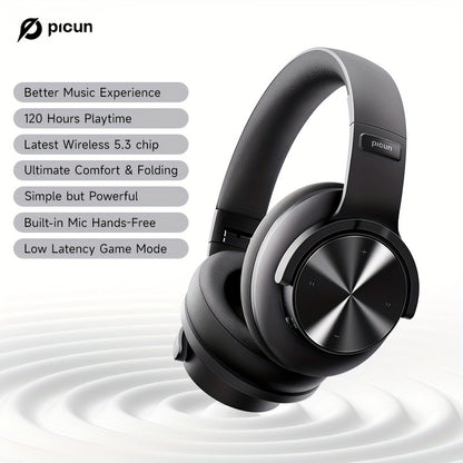 Picun B8 Wireless Headphones offer 120 hours of wireless playback, hands-free calling, and a foldable design. Optimized for use with mobile phones and PCs in travel, home, and office