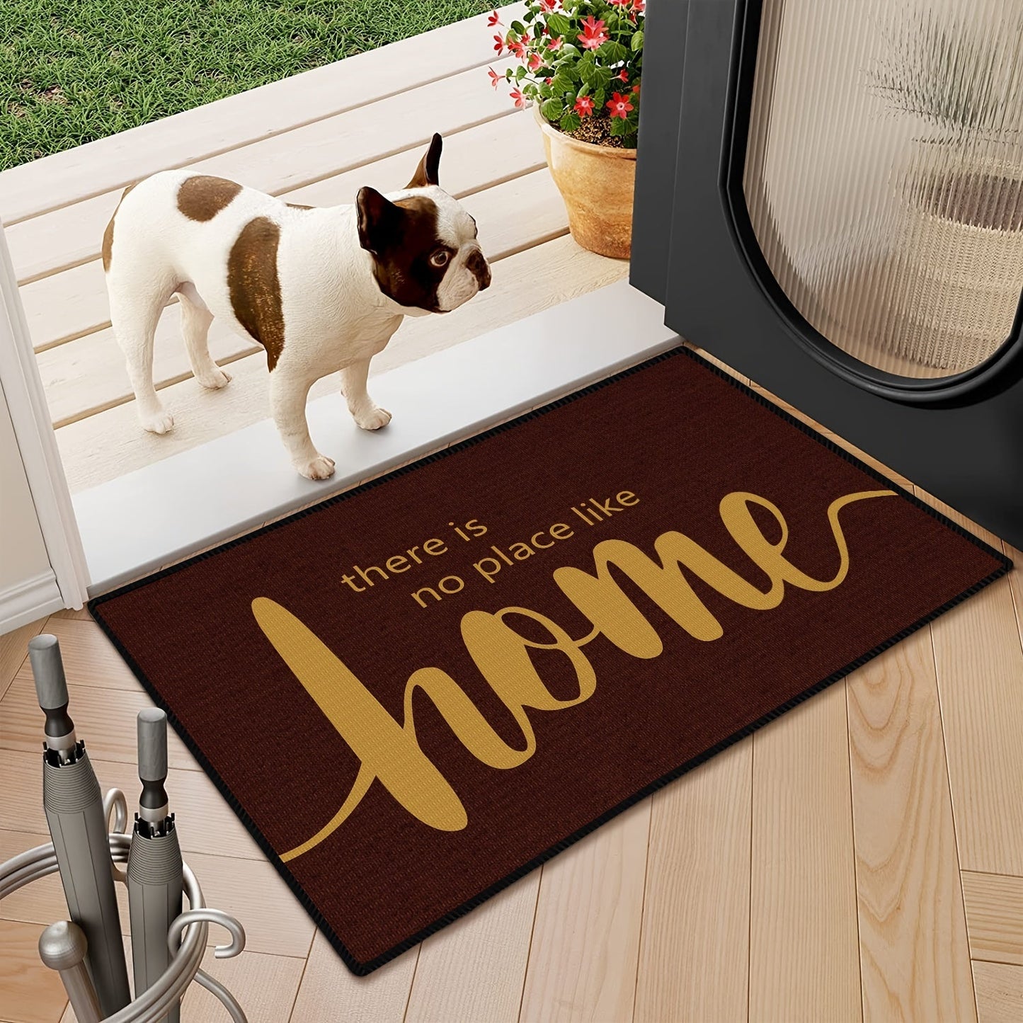 One-piece non-slip Welcome Door Mat designed for indoor and outdoor use. Machine washable and suitable for multiple areas such as family room, living room, kitchen, bedroom, farmhouse, hallway, and laundry room. Perfect for keeping your floors clean and